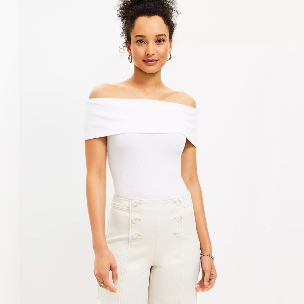 LOFT Ribbed Off the Shoulder Top